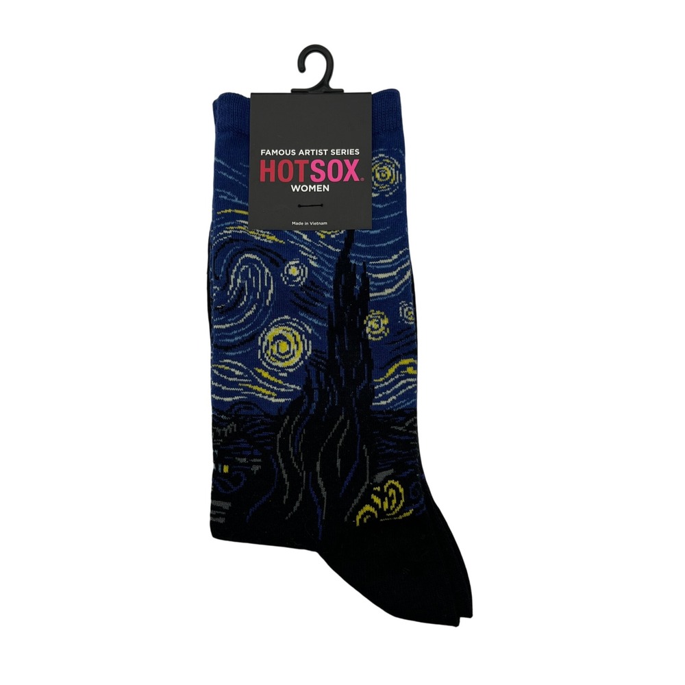 Hot Sox Socks Womens 9-11 Blue Starry Night Famous Artist Series Crew
